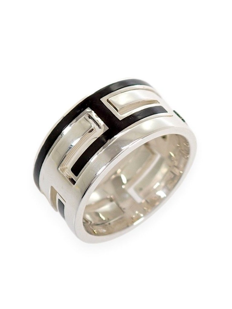 Hermes Move Ash Ring 52 925 Sterling Silver Black Ab